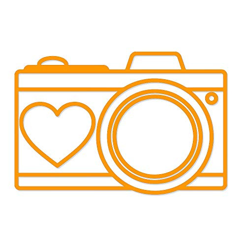 Overly Attached Decals Camera with Heart Vinyl Decal for Car Truck Glass Window Laptop Electronics - 5inch Orange