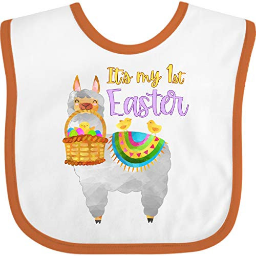 Inktastic It's My 1st Easter Llama with Basket Baby Bib White and Orange 3e69d Inktastic It's My 1st Easter Llama with Basket Baby Bib White and Orange 3e69d