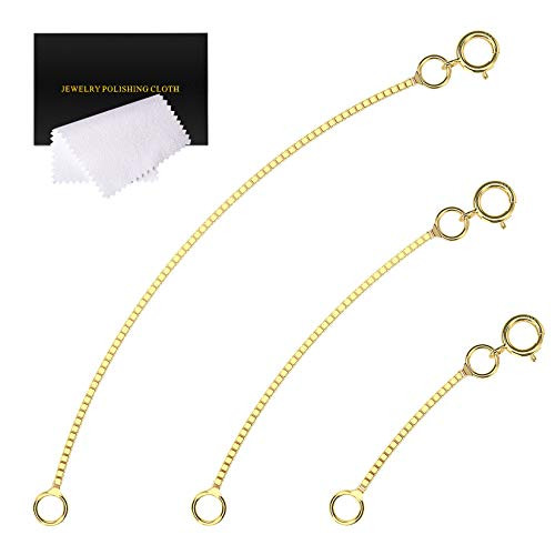 Necklace Extender Chains Extension Gold 14K Plated 925 Sterling Silver Extensions Bracelet Pendant Extenders Box Chain for Jewelry Making 3 Pcs -1 2 3 Inch-1.0mm--Gold- Necklace Extender Chains Extension Gold 14K Plated 925 Sterling Silver Extensions Bracelet Pendant Extenders Box Chain for Jewelry Making 3 Pcs -1 2 3 Inch-1.0mm--Gold-