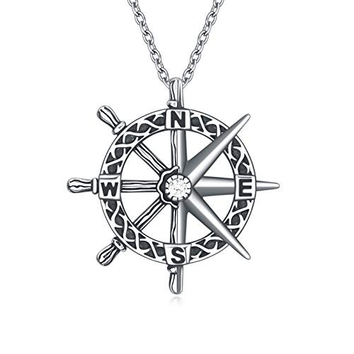 Compass Necklace Sterling Silver Compass Celtic Knot Necklace Graduation Friendship Travel Necklace Inspirational Graduation Gifts Jewelry for Women Girls Friends