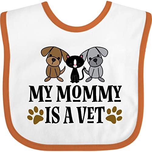 Inktastic Veterinarian Mommy is a Vet Baby Bib White and Orange 2e1ba