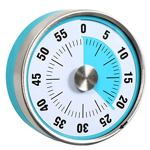 BRAPILOT Visual Kitchen Countdown Timer Wind Up Round 3inch Magnetic Kids Timer Visual Analog 60 Minute for Cooking Teacher Classroom Meeting Kids Children Office... -Blue and Blue-