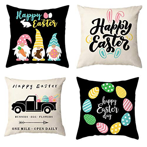 BeadChica Easter Pillow Covers 18x18 Set of 4 Happy Bunny Eggs Truck Gnomes Easter Throw Pillow Covers Burlap Easter Decorations Indoor -Happy Easter Bunny Eggs Gnomes Farmtruck- 18x18- BeadChica Easter Pillow Covers 18x18 Set of 4 Happy Bunny Eggs Truck Gnomes Easter Throw Pillow Covers Burlap Easter Decorations Indoor -Happy Easter Bunny Eggs Gnomes Farmtruck- 18x18-