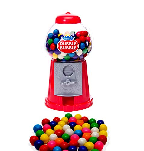 PlayO 7inch Coin Operated Gumball Machine Toy Bank - Dubble Bubble Classic Style Includes 23 Gum Balls - Kids Coin Bank Candy Dispenser - Birthday Parties- Novelties- Party Favors and Supplies -Red-