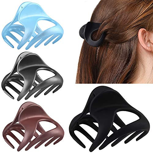 Crownguide Matte Hair Claw Jaw Clips for Women Girls Thick Hair- Jumbo Hair Claw Clips Catch Barrettes Clamps for Thin long Hair Styling Accessories?4 Packs- Crownguide Matte Hair Claw Jaw Clips for Women Girls Thick Hair- Jumbo Hair Claw Clips Catch Barrettes Clamps for Thin long Hair Styling Accessories?4 Packs-