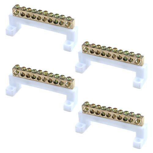 MY MIRONEY Terminal Ground Bar Kit Terminal Barrier Strip Block 10 Positions Brass Terminal Bus Bar Pack of 4