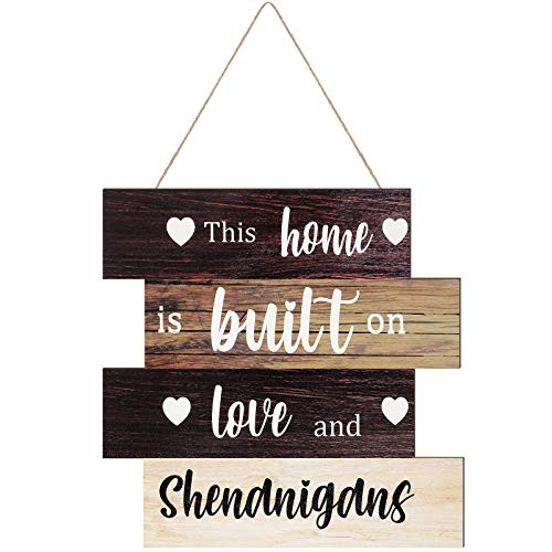 Jetec Rustic Family Wall Sign Large Wooden Hanging Wall Sign Farmhouse Home Sign Wall Decor for Bedroom- Living Room- Wall- Door Decor -Retro Color-