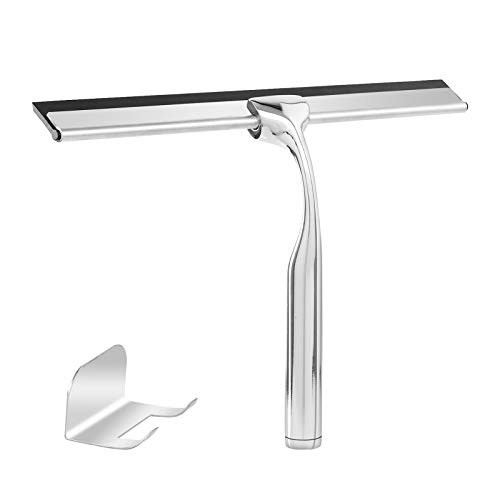 Shower Squeegee for Bathroom- Window- Car Glass- Door-Stainless Steel Glass Shower Cleaner Squeegee with Hook Shower Squeegee for Bathroom- Window- Car Glass- Door-Stainless Steel Glass Shower Cleaner Squeegee with Hook