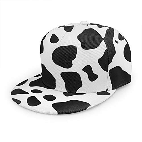 antkondnm Cow Print Flat Brim Baseball Cap Snapback for Men Women Trucker Hat