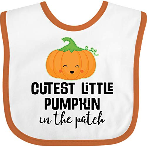 Inktastic Cutest Little Pumpkin in The Patch Baby Bib White and Orange 32aad