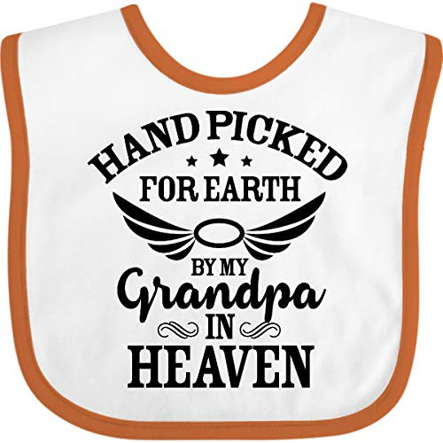 Inktastic Handpicked for Earth by My Grandpa in Baby Bib White and Orange 37285