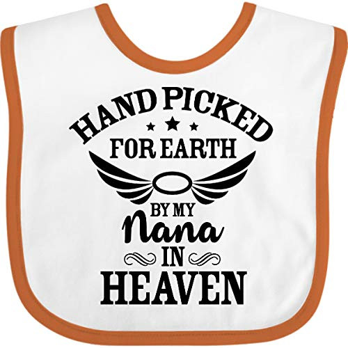 Inktastic Handpicked for Earth by My Nana in Baby Bib White and Orange 3729d