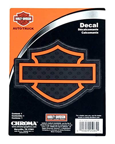 Harley-Davidson Silhouette Bar  and  Shield Logo Decal- Orange - 6 x 8 in. CG25065