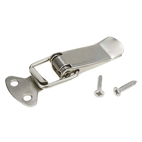 Quluxe 10 Pcs Stainless Steel Spring Loaded Toggle Latch Catch Clamp Clip for Trunk- Case- Box- and Chest- Silver