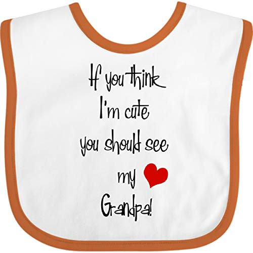 Inktastic Cute Grandpa Baby Bib White and Orange 2b01