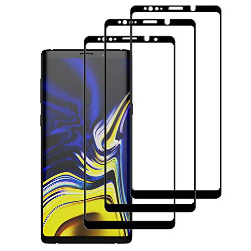 amFilm -3 Pack- Glass Screen Protector for Samsung Galaxy Note 9- Full Screen Coverage Screen Protector- 3D Curved Tempered Glass- Dot Matrix with Easy Installation Tray