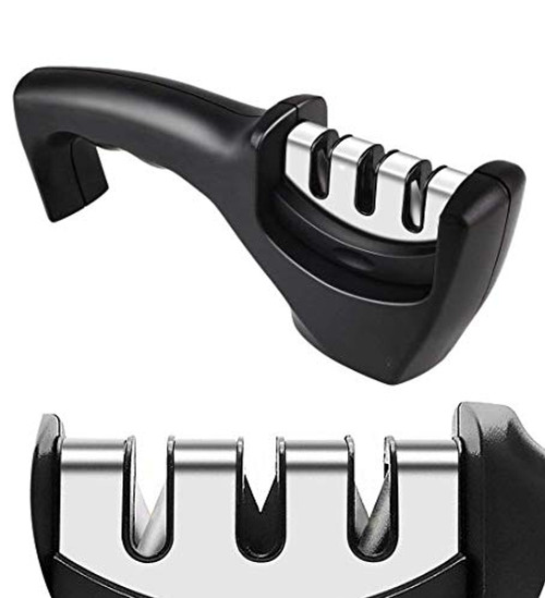 Kitchen Knife Sharpener- Professional 3-Stage Steel- Diamond- Ceramic Knife Sharpening Tool helps Repair- Restore  and  Polish Blades