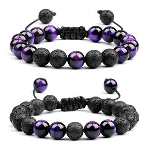 XHSM Tiger Eye Lava Rock Bracelet for Men and Women- 8mm Natural Tiger Eye Beads Stone Adjustable Bracelet Aromatherapy Essential Oil Diffuser Lava Bracelet Gifts for Men -Purple Tiger Eye- XHSM Tiger Eye Lava Rock Bracelet for Men and Women- 8mm Natural Tiger Eye Beads Stone Adjustable Bracelet Aromatherapy Essential Oil Diffuser Lava Bracelet Gifts for Men -Purple Tiger Eye-