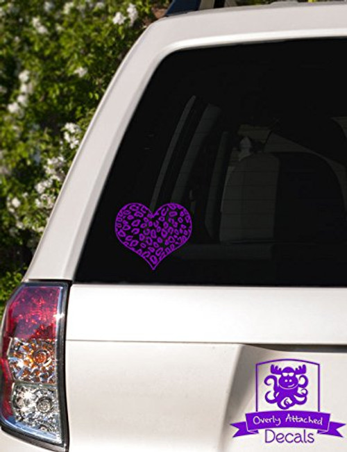 Overly Attached Decals Leopard Print Heart Vinyl Decal for Car Truck Glass Window Laptop Electronics - 5inch Purple Overly Attached Decals Leopard Print Heart Vinyl Decal for Car Truck Glass Window Laptop Electronics - 5inch Purple
