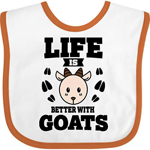 Inktastic Life is Better with Goats Baby Bib White and Orange 3457b