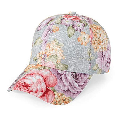 ZLYC Women Fashion Floral Print Baseball Cap Hawaiian Adjustable Snapback Dad Hat -Pink-