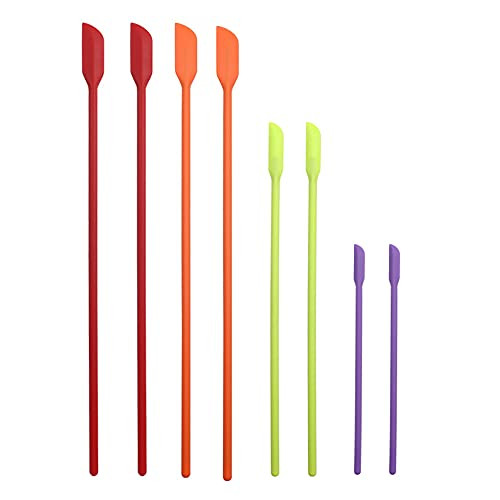 Mini Silicone Spatulas- 8 PCS Color Mini Thin Silicone Slim Spatulas Gadget Set- Small Makeup Kitchen Mini Spatula- Small Rubber Spatula for Kitchen- Jam- Beauty and Nail Polish