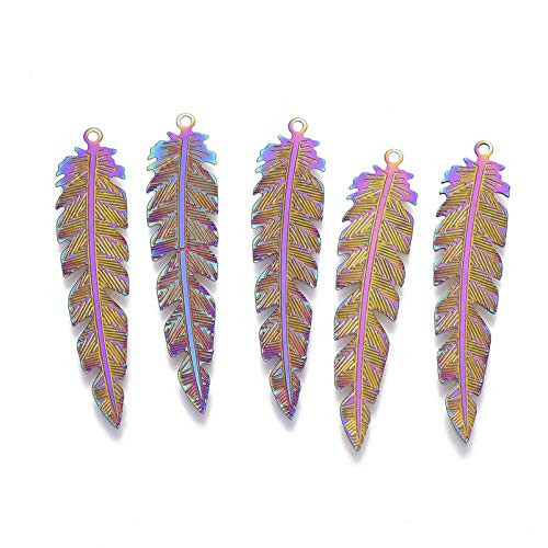 Fashewelry 50Pcs Colorful Filigree Leaf Pendants Stainless Steel Multi-Color Tree Branch Leaves Charms 41.5x9mm for Jewelry Necklace Keyring Making Hole- 1.2mm Fashewelry 50Pcs Colorful Filigree Leaf Pendants Stainless Steel Multi-Color Tree Branch Leaves Charms 41.5x9mm for Jewelry Necklace Keyring Making Hole- 1.2mm