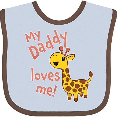 Inktastic My Daddy Loves Me- Cute Giraffe Baby Bib White and Orange 34e7b