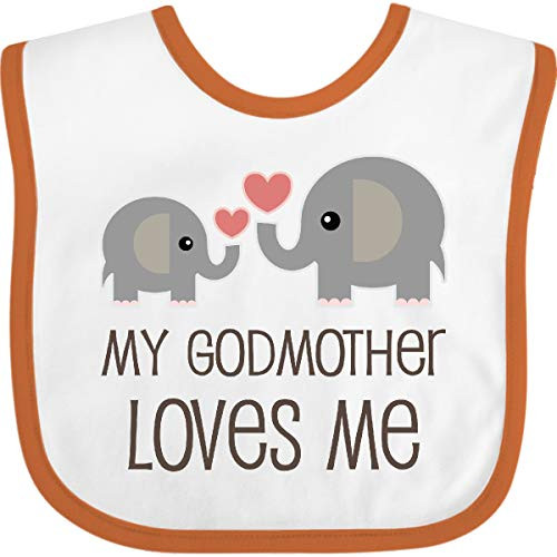 Inktastic My Godmother Loves Me Baby Bib White and Orange 230ed