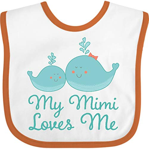 Inktastic My Mimi Loves Me Baby Bib White and Orange 237c8