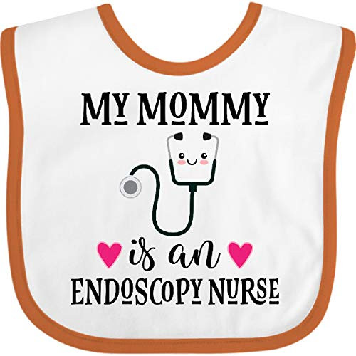 Inktastic Endoscopy Nurse Mommy Baby Bib White and Orange 37596