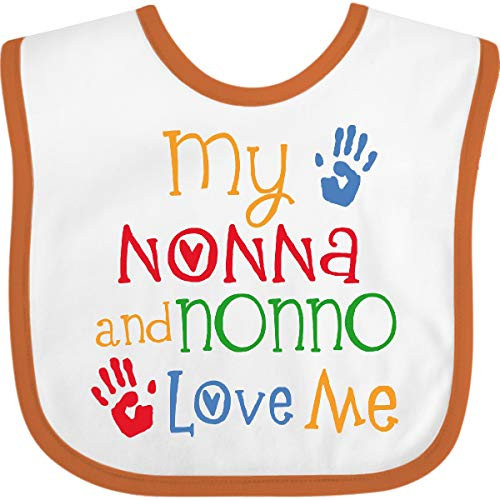 Inktastic My Nonna and Nonno Love Me Grandchild Baby Bib White and Orange 26a57