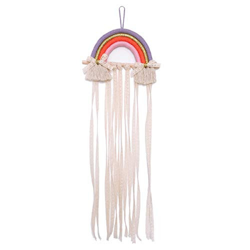 NICROLANDEE Rainbow Tassels Hair Bows Holder Hanging - Baby Hair Accessories Storage Headband Holder Hair Clips Organizer Wall Hanger Decor for Baby Girls Room Ornament -Purple Orange- NICROLANDEE Rainbow Tassels Hair Bows Holder Hanging - Baby Hair Accessories Storage Headband Holder Hair Clips Organizer Wall Hanger Decor for Baby Girls Room Ornament -Purple Orange-