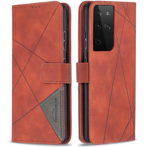 S21 Ultra Wallet Case for Samsung Galaxy S21 Ultra 5G Case Flip Leather Wallet Case with Card Holder Slot Kickstand Cover Cases for Samsung S21 Ultra with Magnetic Belt Clip Shockproof Anti-Drop Shell