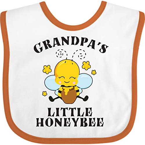 Inktastic Cute Bee Grandpa's Little Honeybee Baby Bib White and Orange 38187