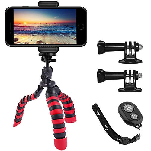 Phone Tripod, PEYOU [5 in 1] Octopus Portable Tripod Stand + Mount Holder Compatible for Gopro Phone + Bluetooth Remote Compatible for iPhone XS Max XR X 8 7 6 Plus,Galaxy Note 9 8 S10 S9 S8 Plus S10e