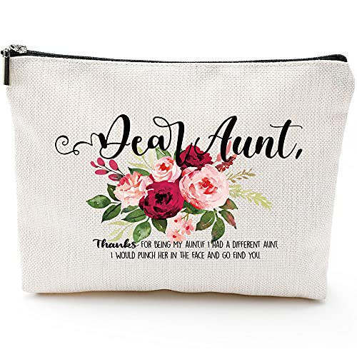 Auntie Mothers Day Gifts Aunt Gifts from Niece Nephew Gifts for Aunts Birthday- Christmas- Appreciation Makeup Bag-Thank You for Being My Aunt