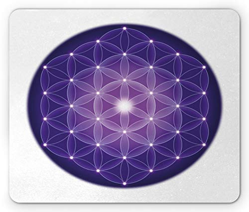 Ambesonne Geometry Mouse Pad- Flower of Life Design of Traditions with Point Stars Motif- Rectangle Non-Slip Rubber Mousepad- Standard Size- Purple
