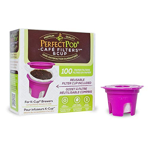 Perfect Pod Cafe Filters  and  Cup Reusable K-Cup Pod Starter Pack | Compatible with Keurig and Select Other Single Serve Coffee Makers