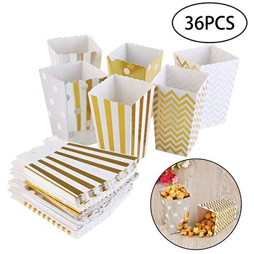 Popcorn Boxes 36 PCS Cardboard Candy Containers Gold Candy Boxes for Birthday Party Baby Shower Wedding Fiesta Dessert Tables Party Supplies Popcorn Boxes 36 PCS Cardboard Candy Containers Gold Candy Boxes for Birthday Party Baby Shower Wedding Fiesta Dessert Tables Party Supplies