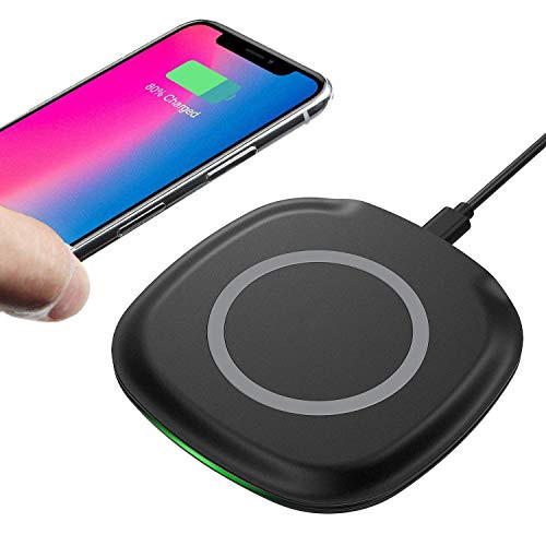 Qi-Certified Fast Wireless Charger 10W Compatible Samsung Galaxy S10/S10E/Note 9/S9-Plus/S8-plus,7.5W Fast Wireless Charger Compatible with iPhone Xs Max/XS/XR/X/8/8 Plus,5W fr All Qi-Enabled Phone