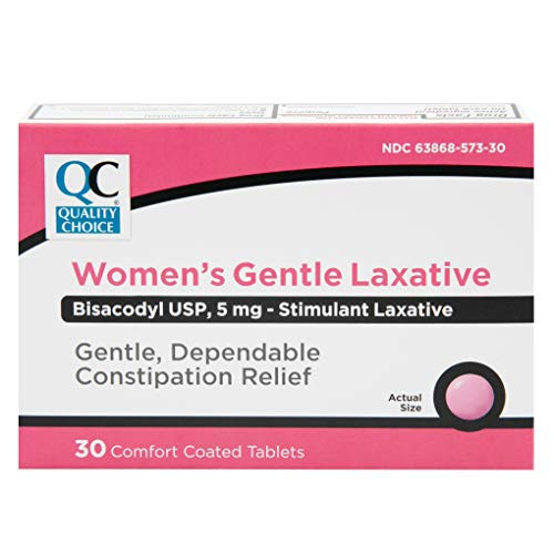 Quality Choice Enteric Coated Women's Laxative Bisacodyl 5mg. Tablets 30 Count- Boxes -Pack of 6-