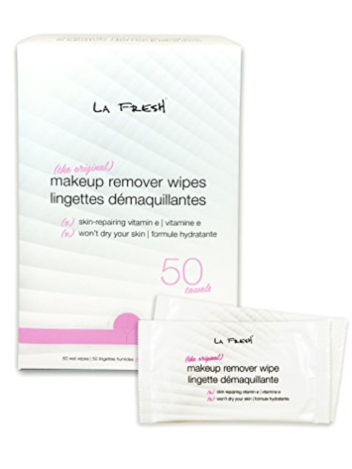 La Fresh Makeup Remover Cleansing Face Wipes Case of 50ct Facial Towelettes with Vitamin E for Waterproof Makeup