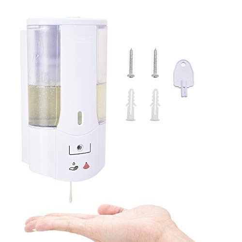 Automatic Soap Dispenser- Premium Touchless Infrared Motion Sensor Hand Sanitizer Dispenser 450ml/16oz Wall Mount Hand Free- Touch-Free Liquid Dispenser for Bathroom Kitchen Hotel Restaurant- White