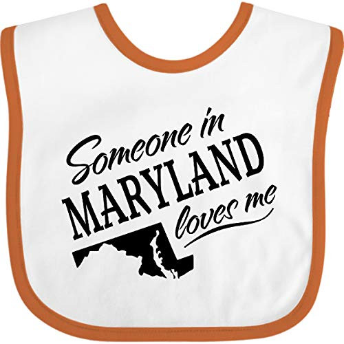 Inktastic Someone in Maryland Loves Me Baby Bib White and Orange 338d2 Inktastic Someone in Maryland Loves Me Baby Bib White and Orange 338d2