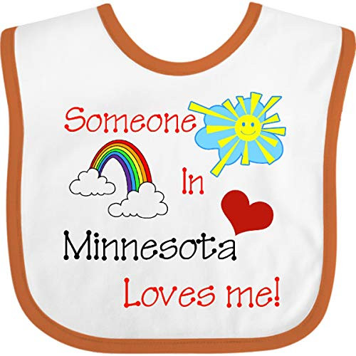 Inktastic Someone in Minnesota Loves Me Baby Bib White and Orange 414a Inktastic Someone in Minnesota Loves Me Baby Bib White and Orange 414a