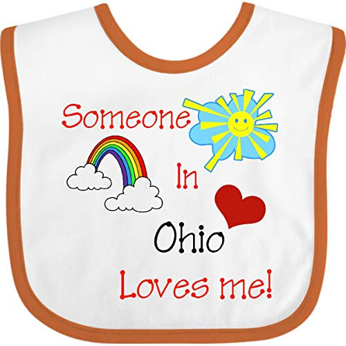 Inktastic Someone in Ohio Loves Me Baby Bib White and Orange 4156 Inktastic Someone in Ohio Loves Me Baby Bib White and Orange 4156