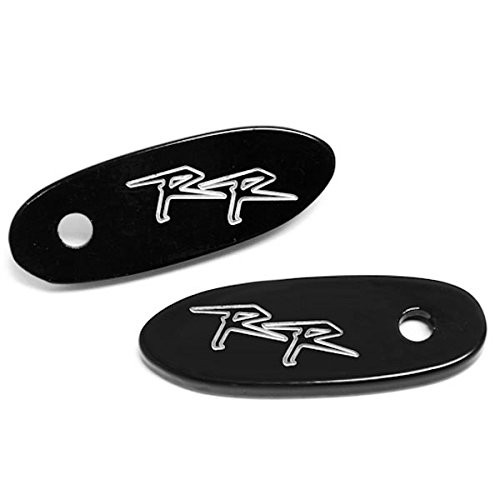 Krator Mirror Block Off Base Plates Logo Engraved Black Compatible with 2005-2006 Honda CBR 1000RR / Fireblade