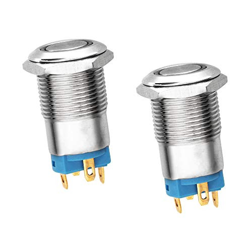 Monrand 12mm Latching Push Button Switch-12V DC ON/Off Self-Locking Latching Push Button Switch Waterproof LED Light Toggle Switches with Wire Socket Plug Mounting Hole -Red- 2Pack-