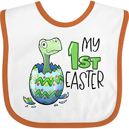 Inktastic My 1st Easter Dinosaur Hatching Easter Baby Bib White and Orange 3a2f0 Inktastic My 1st Easter Dinosaur Hatching Easter Baby Bib White and Orange 3a2f0